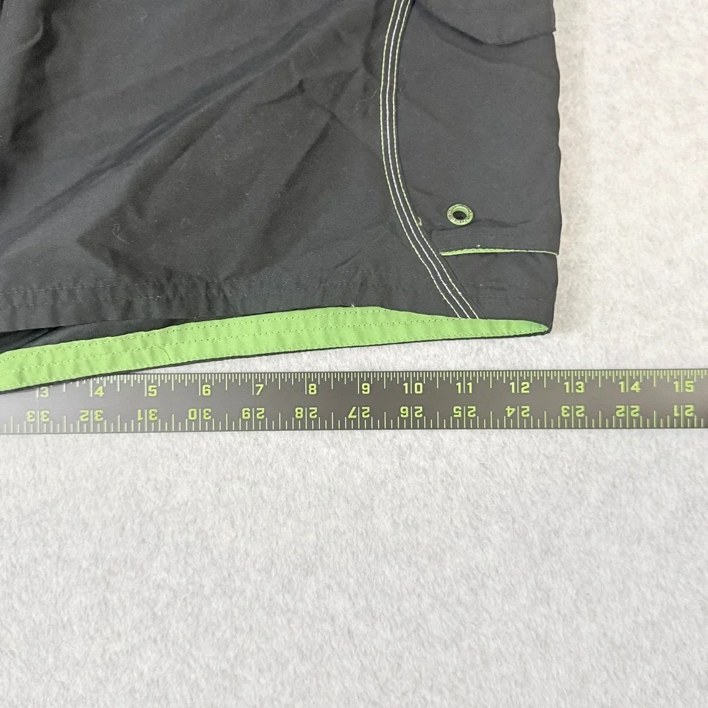 Nike Mens Board Shorts Black Lime Green Mesh Lined Swim Trunks Size L RN 37966